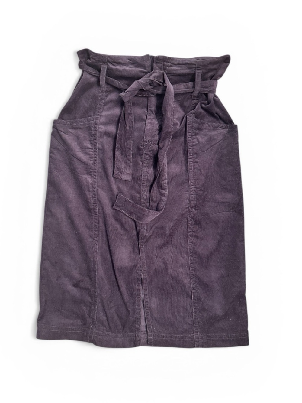 Banana Republic Plum Skirt Belted Waist Pockets Minimalist Midi Size 6